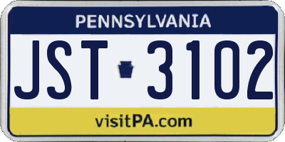 PA license plate JST3102