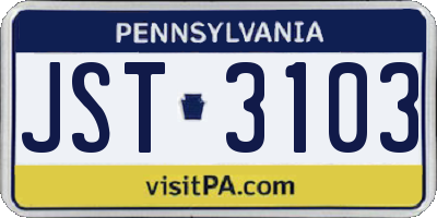 PA license plate JST3103