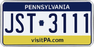 PA license plate JST3111