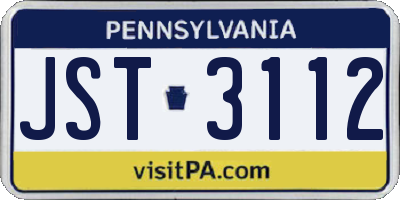 PA license plate JST3112