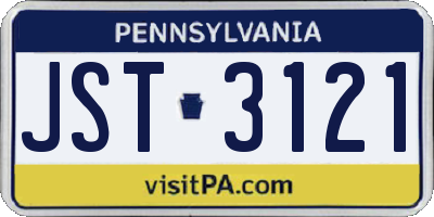 PA license plate JST3121