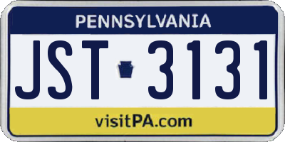 PA license plate JST3131