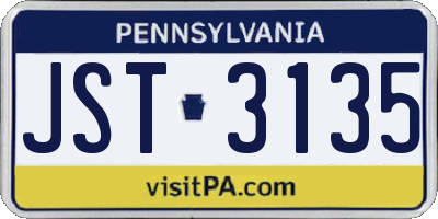 PA license plate JST3135