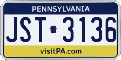 PA license plate JST3136