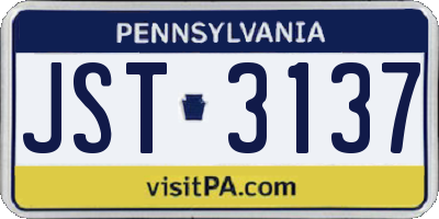 PA license plate JST3137