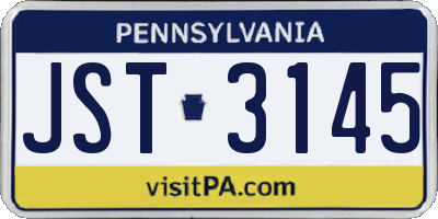 PA license plate JST3145
