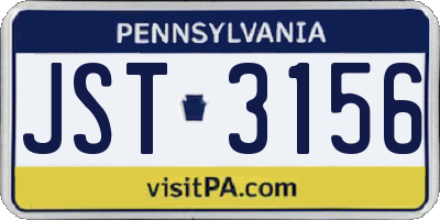 PA license plate JST3156