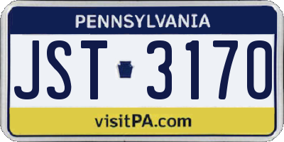 PA license plate JST3170