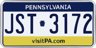 PA license plate JST3172