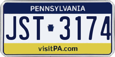 PA license plate JST3174