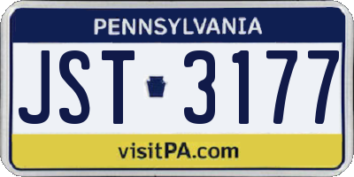 PA license plate JST3177