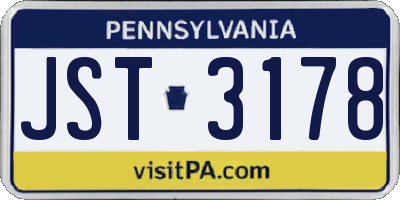 PA license plate JST3178