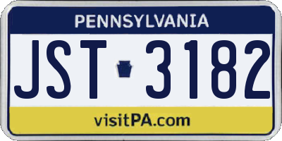 PA license plate JST3182