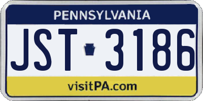 PA license plate JST3186