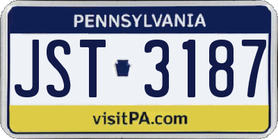 PA license plate JST3187