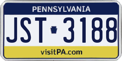 PA license plate JST3188