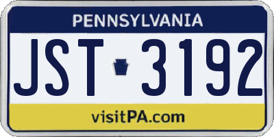 PA license plate JST3192