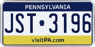 PA license plate JST3196