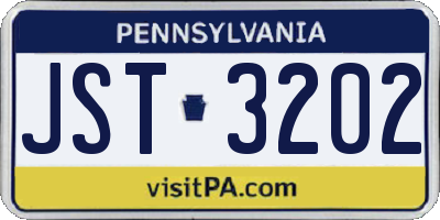 PA license plate JST3202