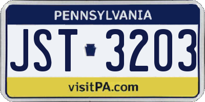 PA license plate JST3203