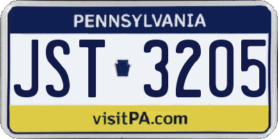 PA license plate JST3205