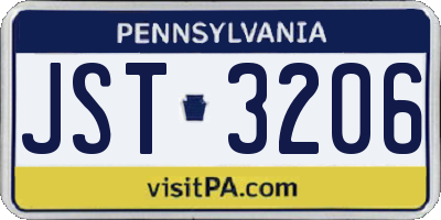 PA license plate JST3206