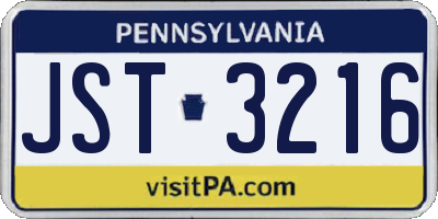 PA license plate JST3216