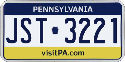 PA license plate JST3221