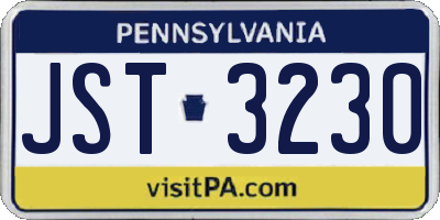 PA license plate JST3230