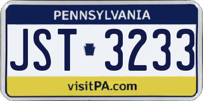 PA license plate JST3233