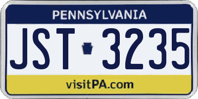 PA license plate JST3235