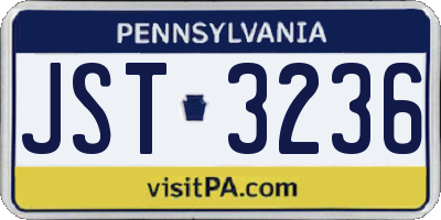 PA license plate JST3236