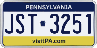 PA license plate JST3251
