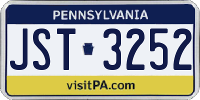 PA license plate JST3252