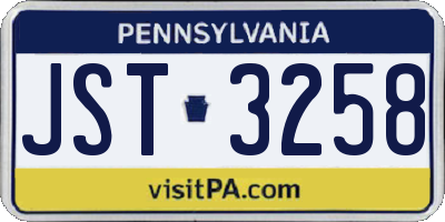 PA license plate JST3258