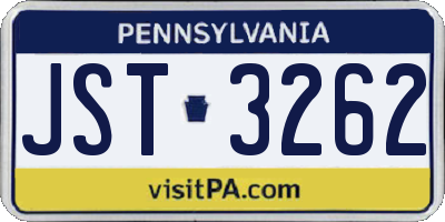 PA license plate JST3262