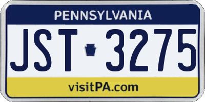 PA license plate JST3275