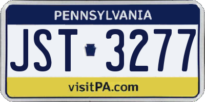 PA license plate JST3277