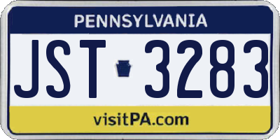 PA license plate JST3283