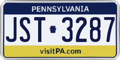 PA license plate JST3287