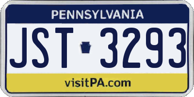 PA license plate JST3293