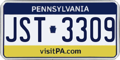 PA license plate JST3309