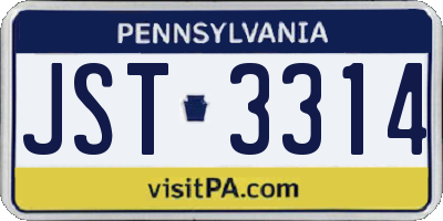 PA license plate JST3314