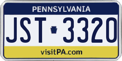 PA license plate JST3320