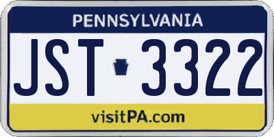 PA license plate JST3322