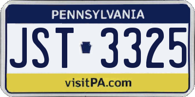 PA license plate JST3325