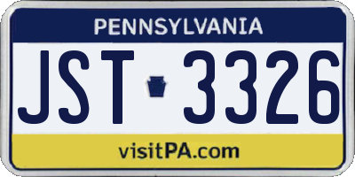 PA license plate JST3326