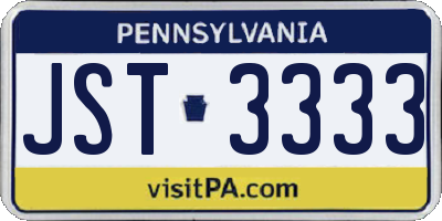 PA license plate JST3333