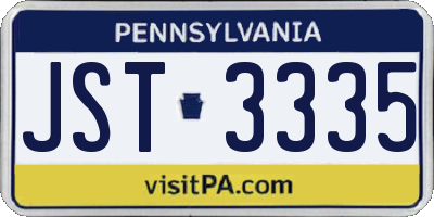 PA license plate JST3335