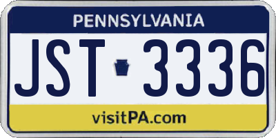 PA license plate JST3336